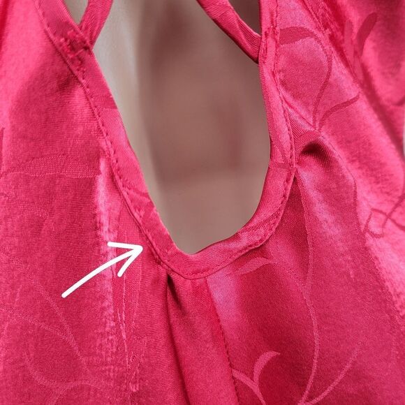 Inner Most Vintage Satin Jacquard Red Midi Slip Dress Nightgown - Picture 12 of 12